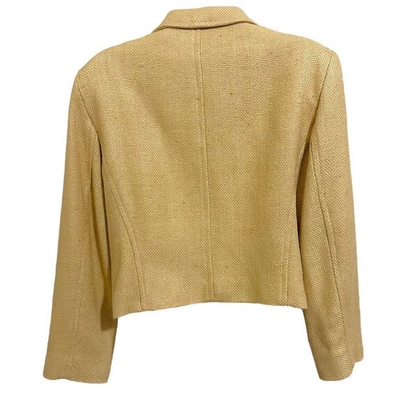 Burberry’s of London Silk Vintage Crop Zip Front Mid Mustard Gold Blazer Jacket - Picture 6 of 12